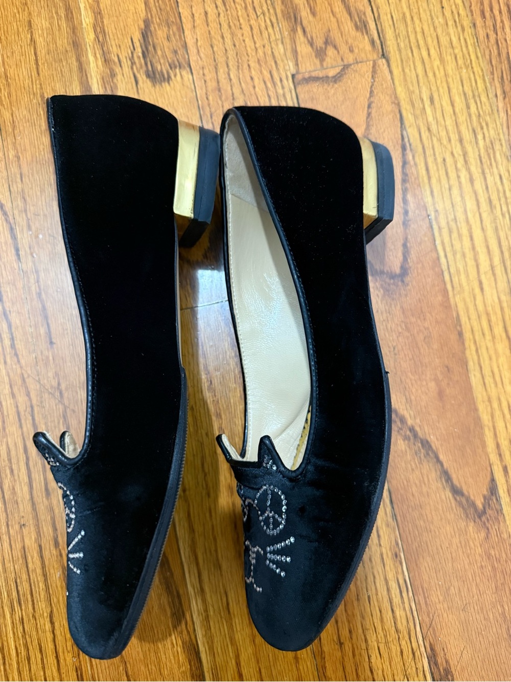 Charlotte Olympia Black Crystal Cat Face Loafers - Picture 4 of 5